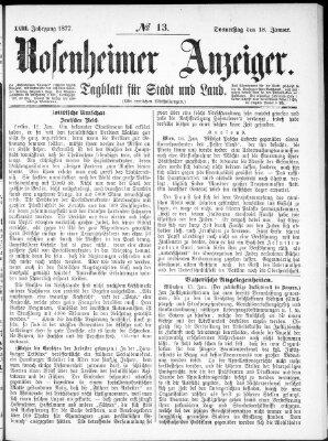 Rosenheimer Anzeiger Donnerstag 18. Januar 1877