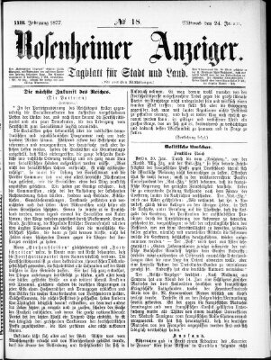 Rosenheimer Anzeiger Mittwoch 24. Januar 1877