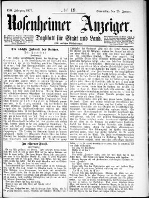 Rosenheimer Anzeiger Donnerstag 25. Januar 1877