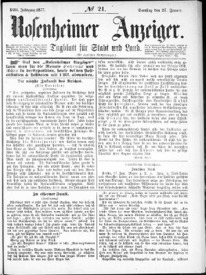 Rosenheimer Anzeiger Samstag 27. Januar 1877