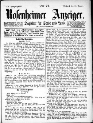 Rosenheimer Anzeiger Mittwoch 31. Januar 1877