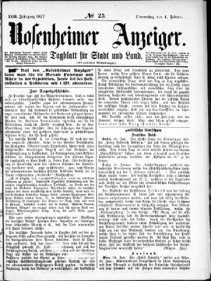 Rosenheimer Anzeiger Donnerstag 1. Februar 1877