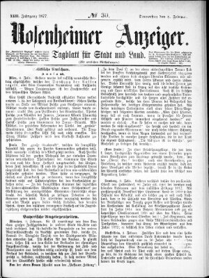 Rosenheimer Anzeiger Donnerstag 8. Februar 1877