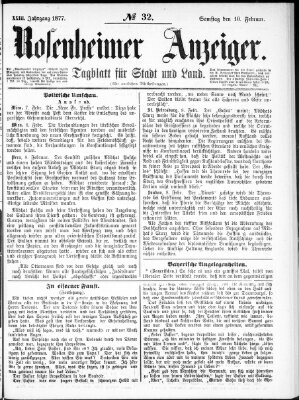 Rosenheimer Anzeiger Samstag 10. Februar 1877