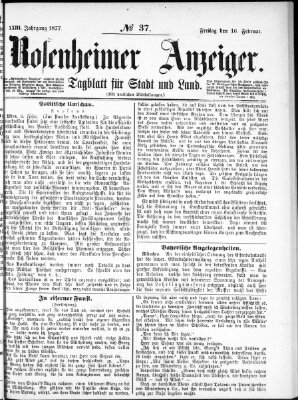 Rosenheimer Anzeiger Freitag 16. Februar 1877