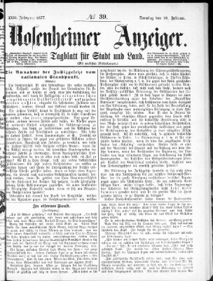 Rosenheimer Anzeiger Sonntag 18. Februar 1877