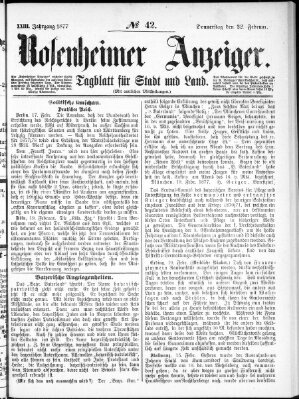 Rosenheimer Anzeiger Donnerstag 22. Februar 1877