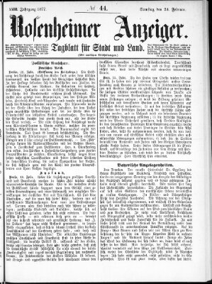 Rosenheimer Anzeiger Samstag 24. Februar 1877