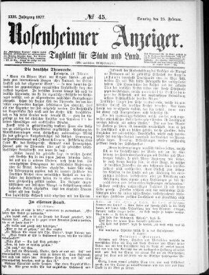 Rosenheimer Anzeiger Sonntag 25. Februar 1877