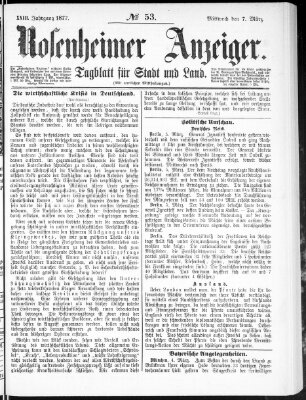 Rosenheimer Anzeiger Mittwoch 7. März 1877