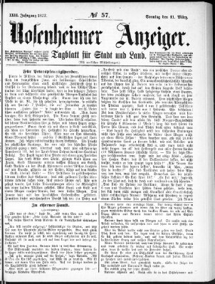 Rosenheimer Anzeiger Sonntag 11. März 1877