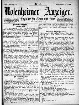 Rosenheimer Anzeiger Freitag 16. März 1877