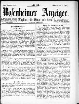 Rosenheimer Anzeiger Mittwoch 21. März 1877