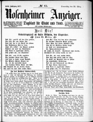 Rosenheimer Anzeiger Donnerstag 22. März 1877