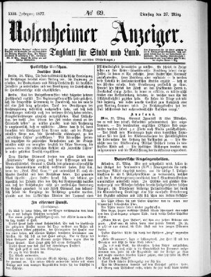 Rosenheimer Anzeiger Dienstag 27. März 1877