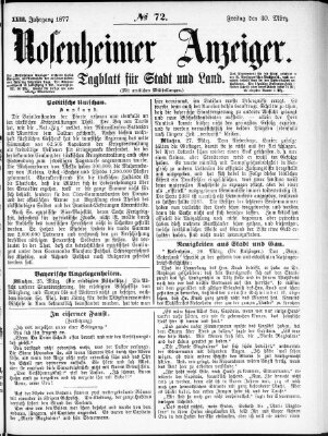 Rosenheimer Anzeiger Freitag 30. März 1877