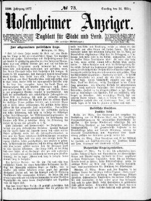 Rosenheimer Anzeiger Samstag 31. März 1877