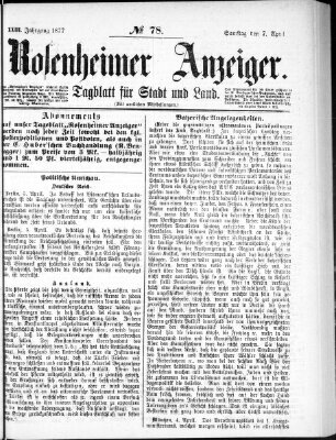 Rosenheimer Anzeiger Samstag 7. April 1877