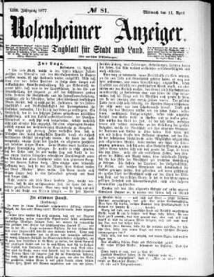 Rosenheimer Anzeiger Mittwoch 11. April 1877