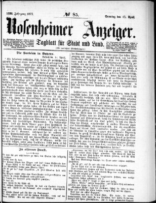 Rosenheimer Anzeiger Sonntag 15. April 1877