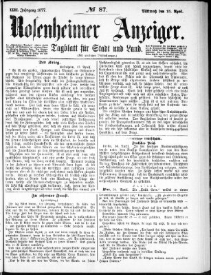 Rosenheimer Anzeiger Mittwoch 18. April 1877