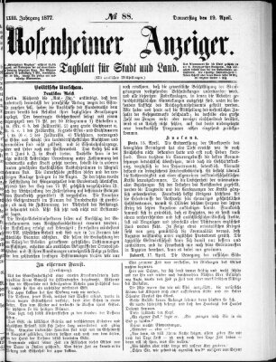 Rosenheimer Anzeiger Donnerstag 19. April 1877