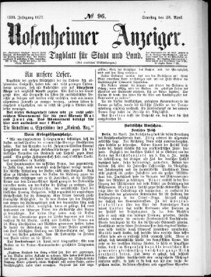 Rosenheimer Anzeiger Samstag 28. April 1877