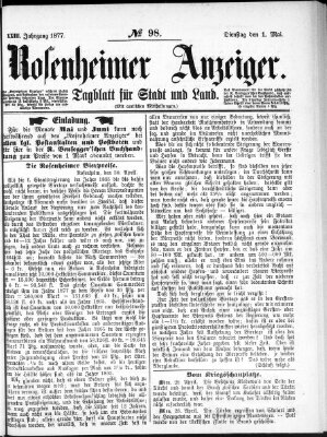 Rosenheimer Anzeiger Dienstag 1. Mai 1877