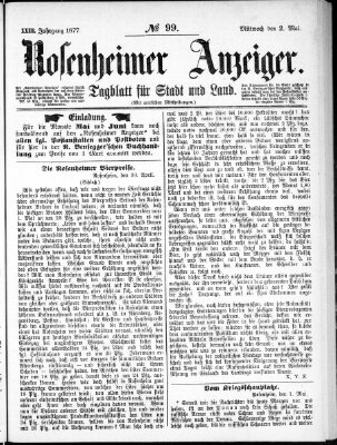 Rosenheimer Anzeiger Mittwoch 2. Mai 1877