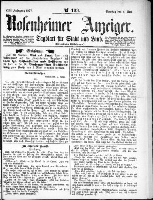 Rosenheimer Anzeiger Sonntag 6. Mai 1877