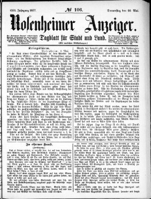 Rosenheimer Anzeiger Donnerstag 10. Mai 1877