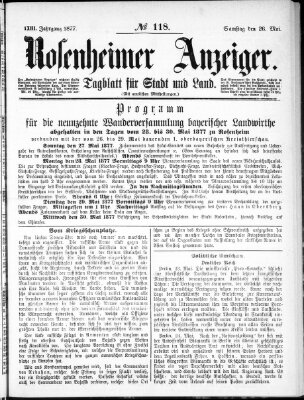 Rosenheimer Anzeiger Samstag 26. Mai 1877