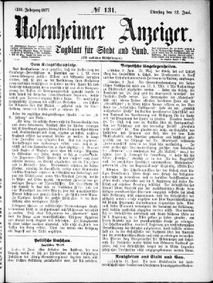 Rosenheimer Anzeiger Dienstag 12. Juni 1877