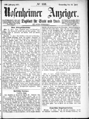 Rosenheimer Anzeiger Donnerstag 14. Juni 1877