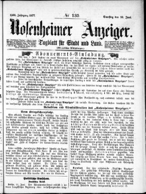 Rosenheimer Anzeiger Samstag 16. Juni 1877