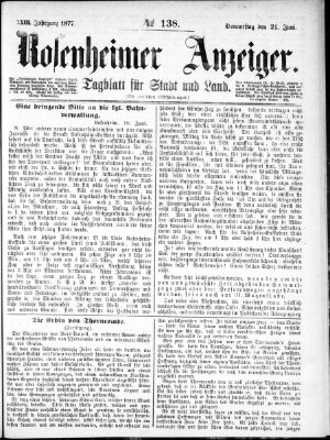 Rosenheimer Anzeiger Donnerstag 21. Juni 1877