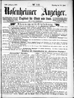 Rosenheimer Anzeiger Sonntag 24. Juni 1877