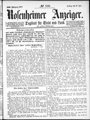 Rosenheimer Anzeiger Freitag 6. Juli 1877