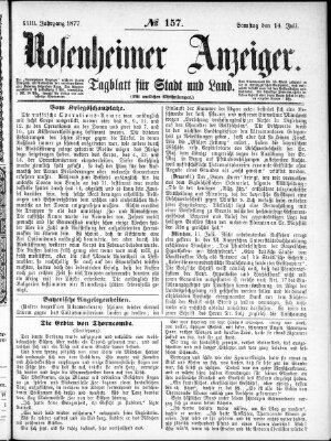 Rosenheimer Anzeiger Samstag 14. Juli 1877