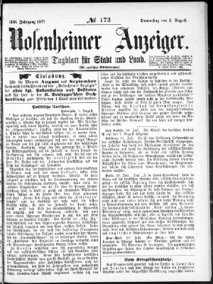 Rosenheimer Anzeiger Donnerstag 2. August 1877