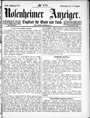 Rosenheimer Anzeiger Donnerstag 9. August 1877