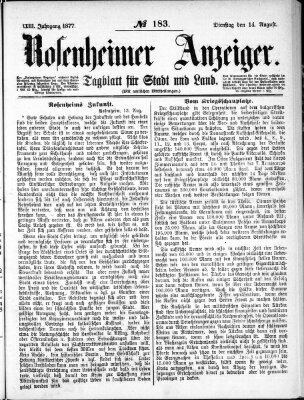 Rosenheimer Anzeiger Dienstag 14. August 1877