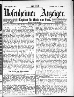 Rosenheimer Anzeiger Samstag 18. August 1877