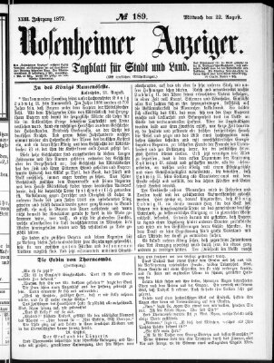 Rosenheimer Anzeiger Mittwoch 22. August 1877