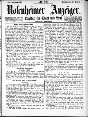 Rosenheimer Anzeiger Samstag 25. August 1877