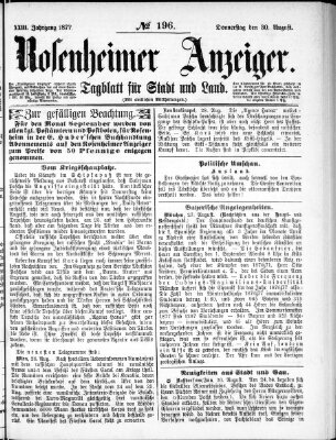 Rosenheimer Anzeiger Donnerstag 30. August 1877