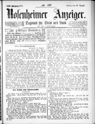 Rosenheimer Anzeiger Freitag 31. August 1877