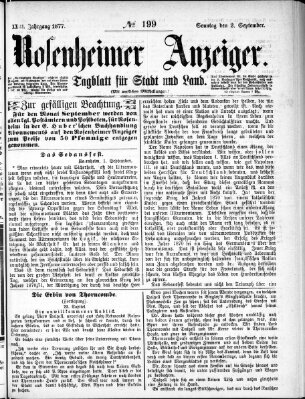 Rosenheimer Anzeiger Sonntag 2. September 1877