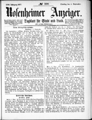 Rosenheimer Anzeiger Dienstag 4. September 1877