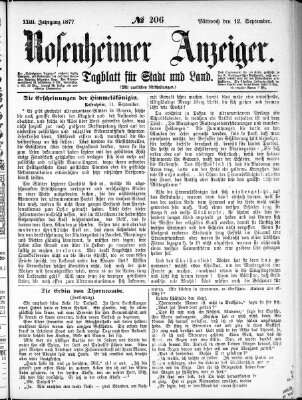 Rosenheimer Anzeiger Mittwoch 12. September 1877